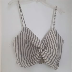 ♥️ 3 for $15 ♥️ Olivaceous Gray/White Stripe Top